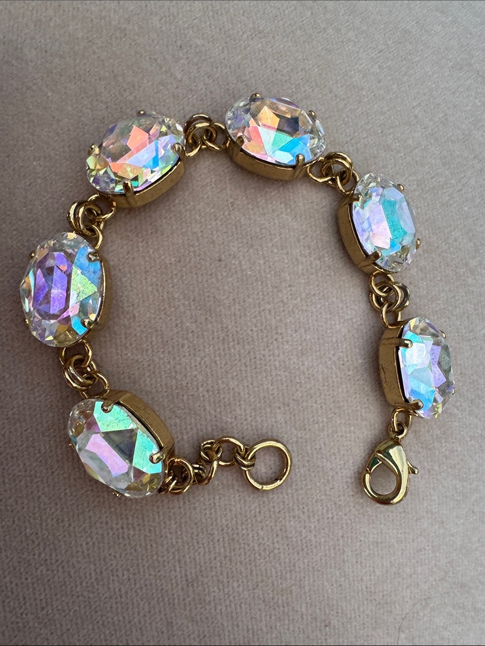 Sorrelli Bracelet with Iridescent Clear Crystal Oval Stones set in Bright Gold - Picture 4 of 6